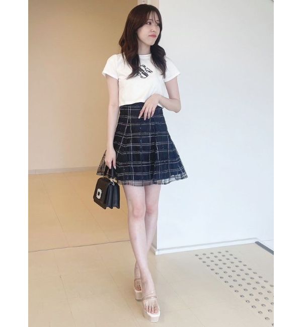 MERCURYDUO「クロップドパールロゴTシャツ」|Tシャツ・カットソー|