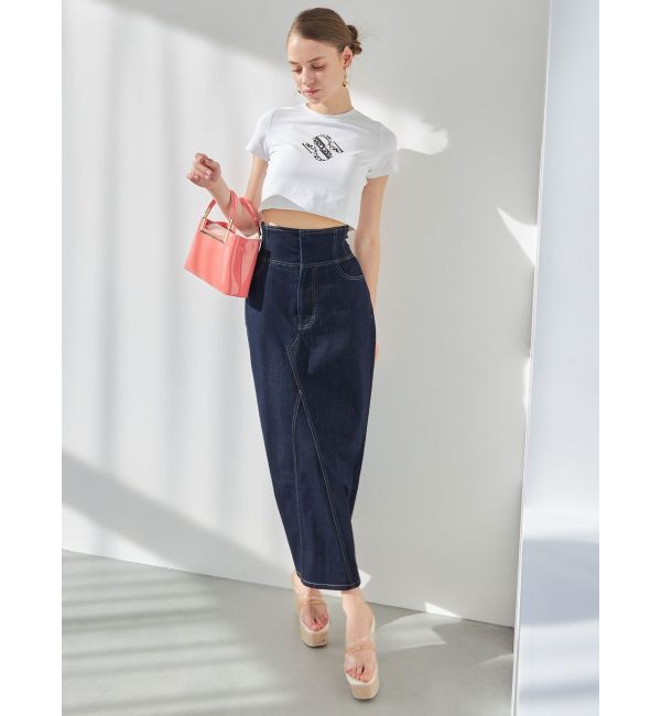 MERCURYDUO「クロップドパールロゴTシャツ」|Tシャツ・カットソー|