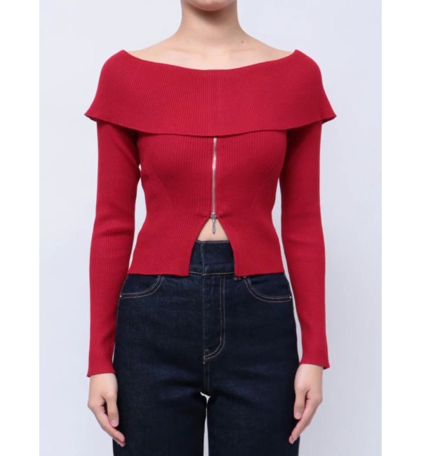 MERCURYDUO「2WAYオフショルZIPロングスリーブニット」|ニット・セーター|