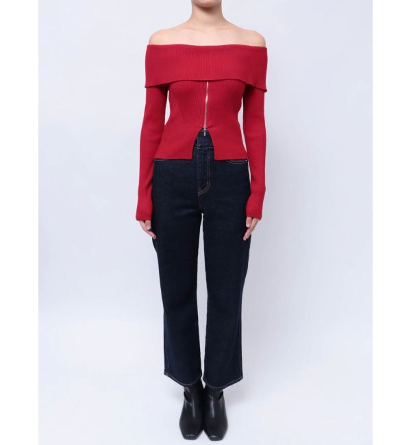 MERCURYDUO「2WAYオフショルZIPロングスリーブニット」|ニット・セーター|