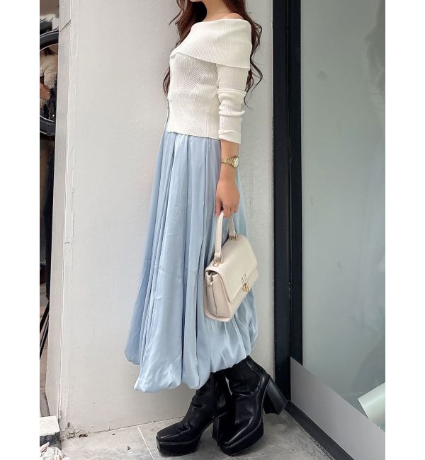 MERCURYDUO「2WAYオフショルZIPロングスリーブニット」|ニット・セーター|