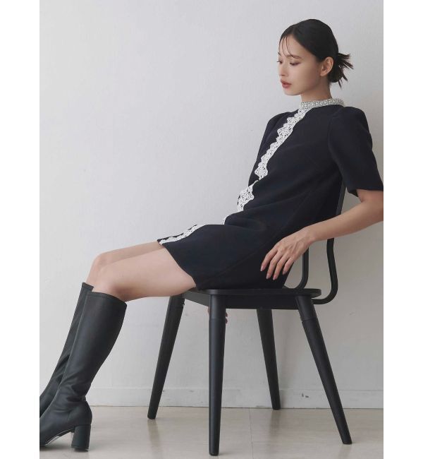 MERCURYDUO「バイカラーレースミニワンピース」|ワンピース|