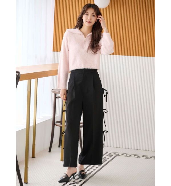 MERCURYDUO「ミニシャギーハーフジップニット」|ニット・セーター|