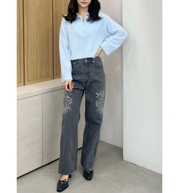 MERCURYDUO「ミニシャギーハーフジップニット」|ニット・セーター|