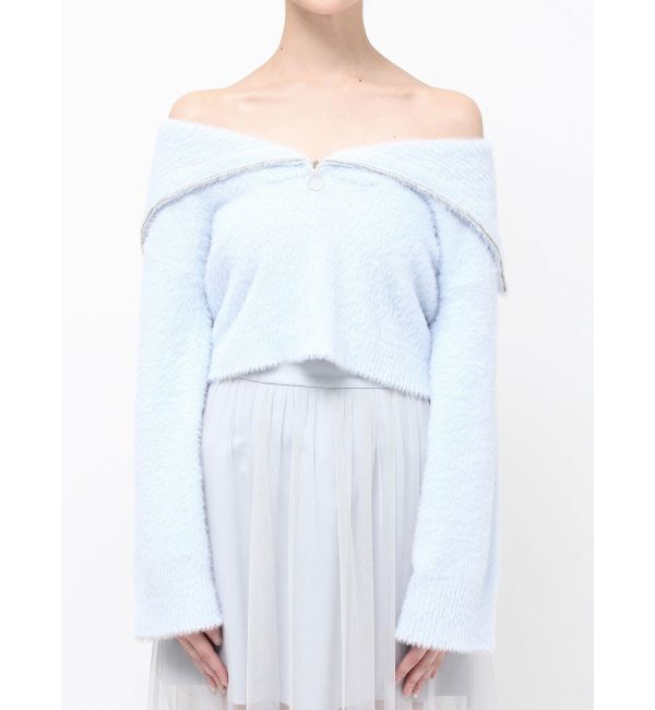 MERCURYDUO「ミニシャギーハーフジップニット」|ニット・セーター|