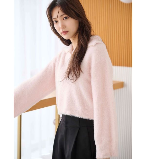 MERCURYDUO「ミニシャギーハーフジップニット」|ニット・セーター|