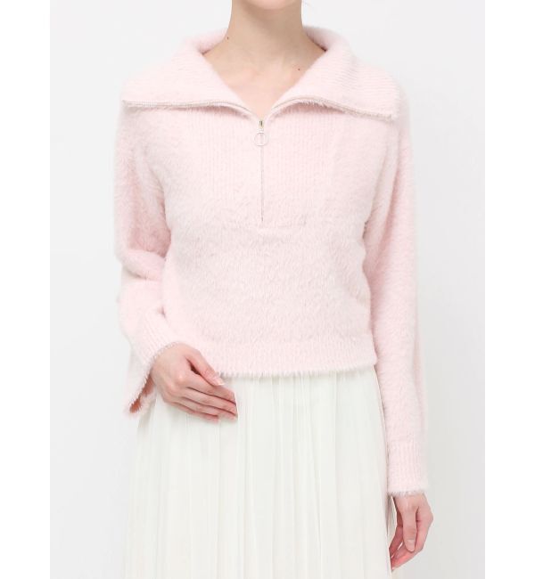 MERCURYDUO「ミニシャギーハーフジップニット」|ニット・セーター|ベビーピンク