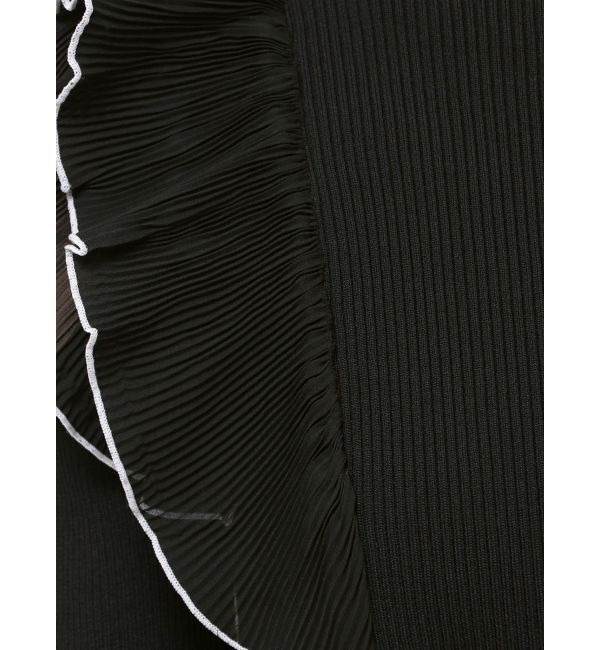 MERCURYDUO「異素材プリーツラッフルリブニット」|ニット・セーター|
