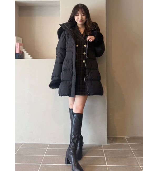 MERCURYDUO「フェイクファー付きアライドロングダウン」|ダウン|