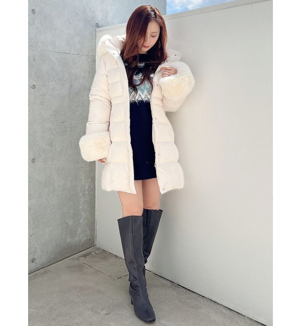 MERCURYDUO「フェイクファー付きアライドロングダウン」|ダウン|