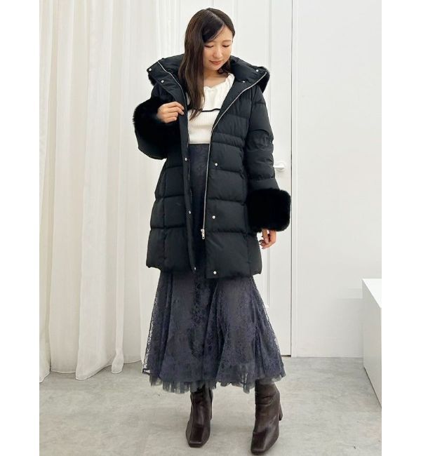 MERCURYDUO「フェイクファー付きアライドロングダウン」|ダウン|