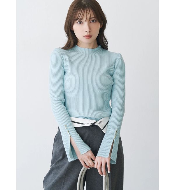MERCURYDUO「フレアスリーブハイネックリブニット」|ニット・セーター|