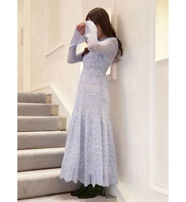 MERCURYDUO「モヘヤニットスカシアミワンピース」|ワンピース|ブルー