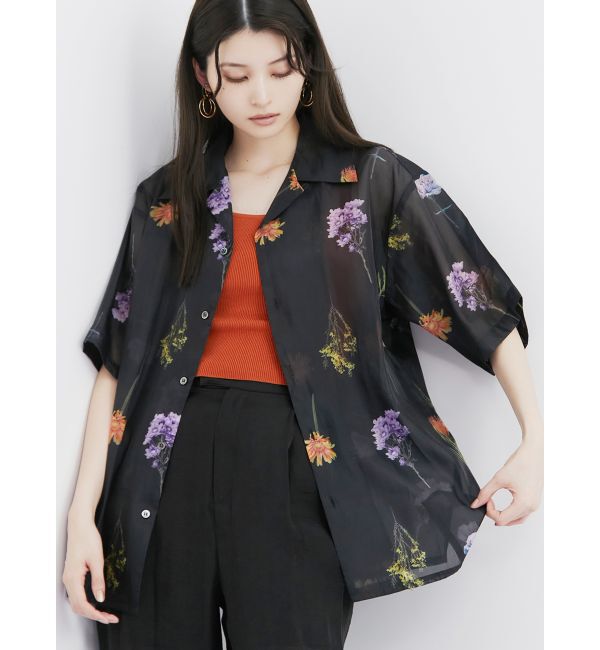 MURUA「フラワーシアーオープンカラーシャツ【WEB限定】」|シャツ・ブラウス|