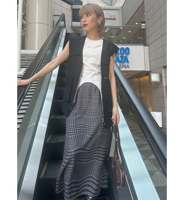 MURUA「ウェーブチェックナロースカート」|タイト|