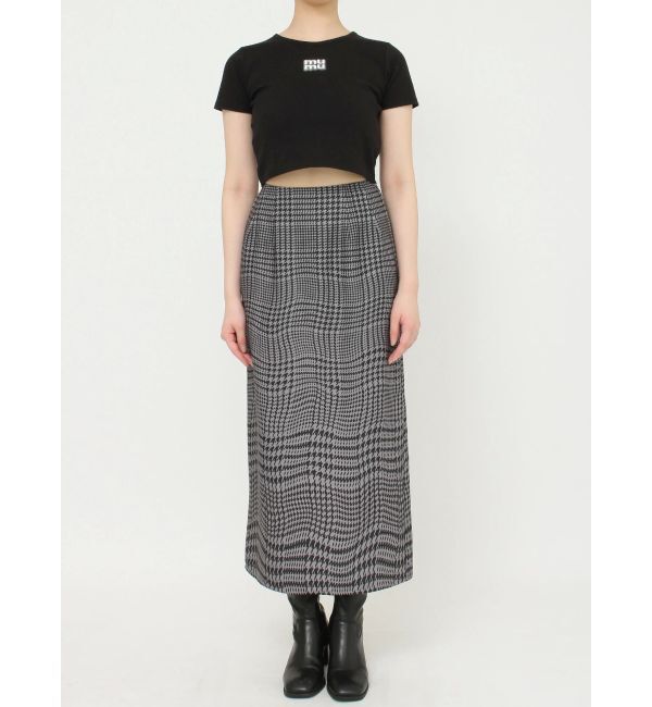 MURUA「ウェーブチェックナロースカート」|タイト|