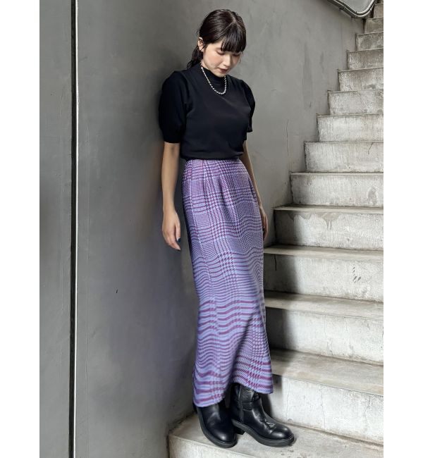 MURUA「ウェーブチェックナロースカート」|タイト|