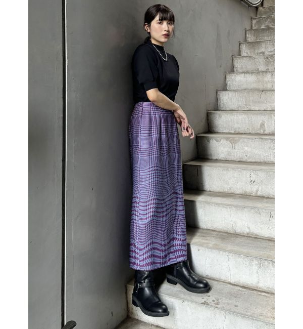 MURUA「ウェーブチェックナロースカート」|タイト|