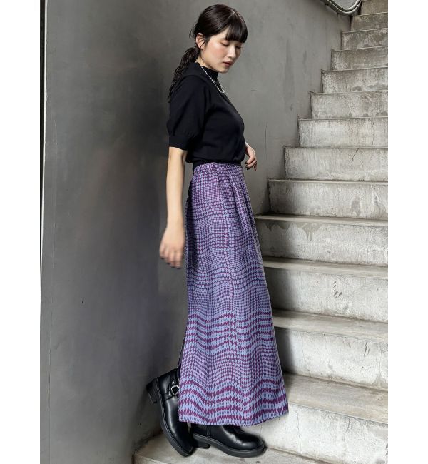 MURUA「ウェーブチェックナロースカート」|タイト|