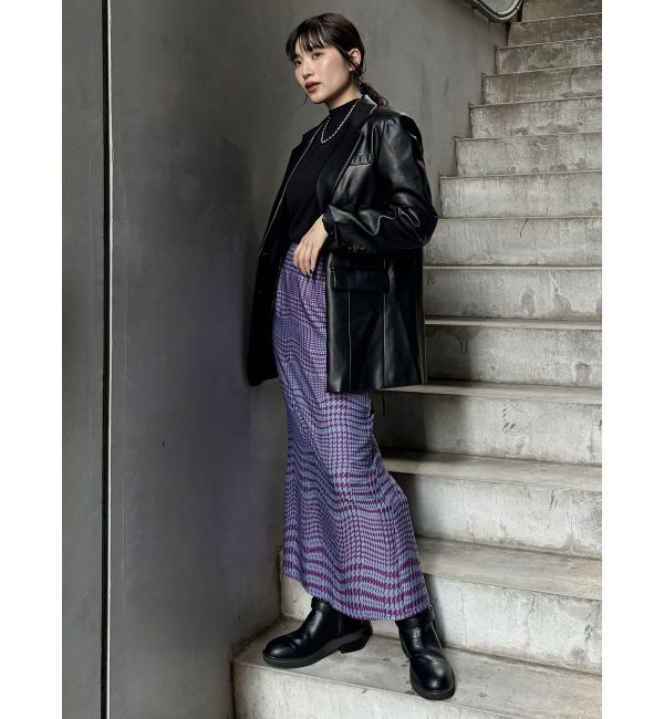 MURUA「ウェーブチェックナロースカート」|タイト|