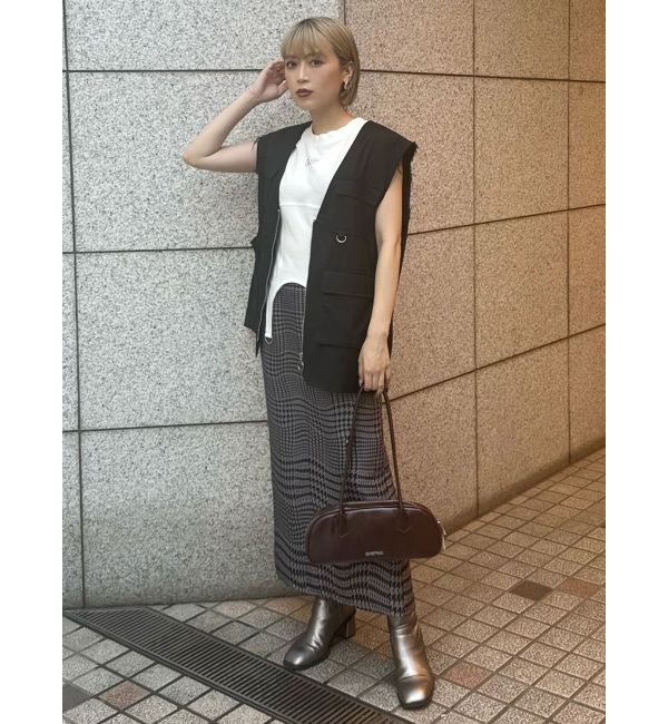 MURUA「ウェーブチェックナロースカート」|タイト|