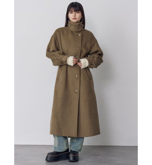 MURUA「スタンドネックダブルカラーコート」|ステンカラーコート|