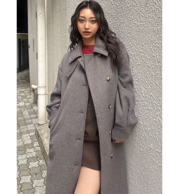 MURUA「スタンドネックダブルカラーコート」|ステンカラーコート|