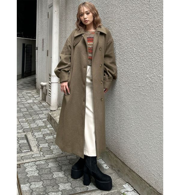 MURUA「スタンドネックダブルカラーコート」|ステンカラーコート|