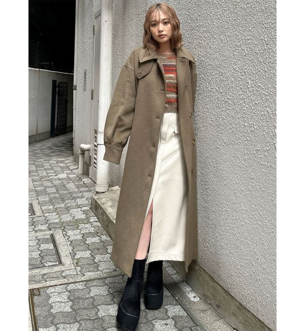 MURUA「スタンドネックダブルカラーコート」|ステンカラーコート|