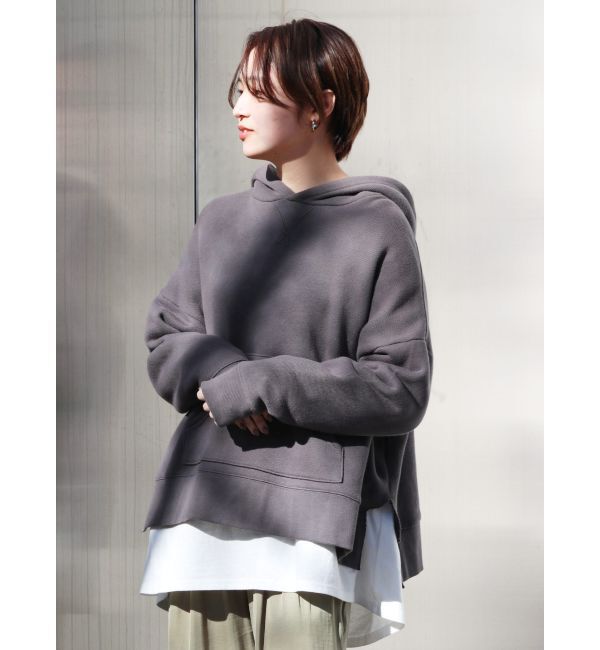 Ungrid「スリットワイドパーカー」|パーカー|チャコールグレー