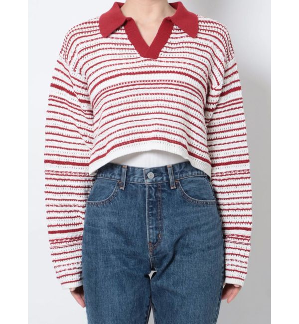 Ungrid「襟ショートボーダーニット」|ニット・セーター|
