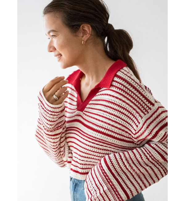 Ungrid「襟ショートボーダーニット」|ニット・セーター|