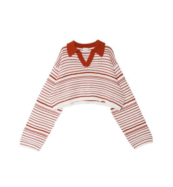 Ungrid「襟ショートボーダーニット」|ニット・セーター|