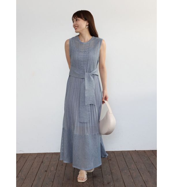 LAGUNAMOON「ストライプメッシュニットワンピース」|ワンピース|