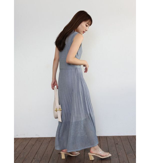 LAGUNAMOON「ストライプメッシュニットワンピース」|ワンピース|