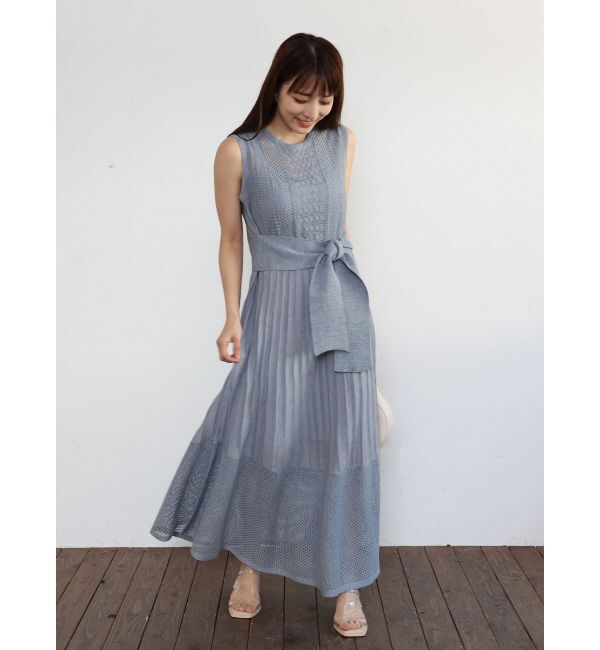 LAGUNAMOON「ストライプメッシュニットワンピース」|ワンピース|