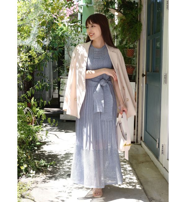 LAGUNAMOON「ストライプメッシュニットワンピース」|ワンピース|