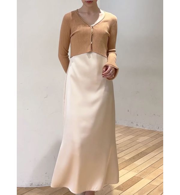 LAGUNAMOON「シアーデザインカーデセットキャミワンピース」|ワンピース|オレンジ