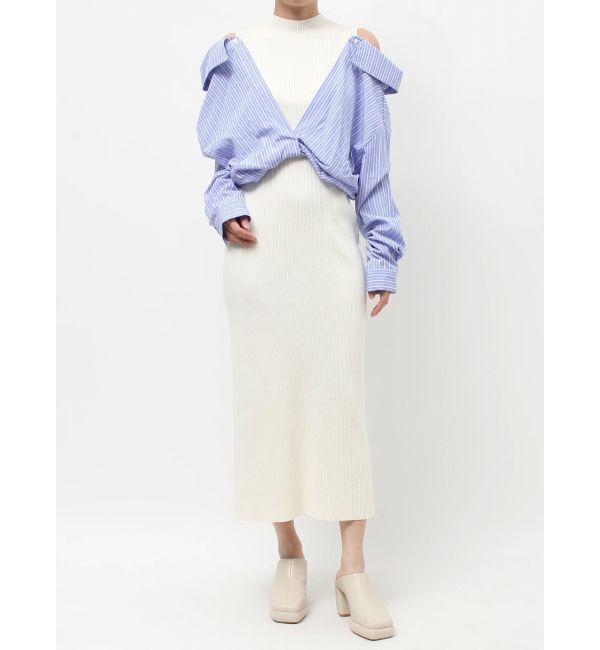 LAGUNAMOON「シャツドッキングリブニットワンピース」|ワンピース|