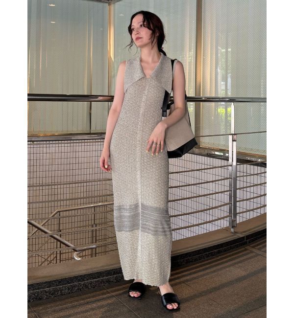 LAGUNAMOON「ミックスパターンカラーネックニットワンピース」|ワンピース|ブラック