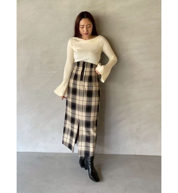 LAGUNAMOON「ロービングチェックナロースカート」|スカート|