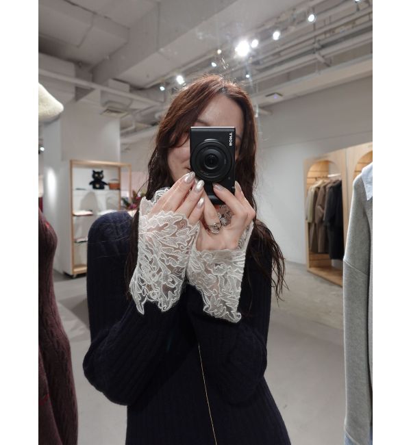 LAGUNAMOON「レースドッキングリブニットワンピース」|ワンピース|