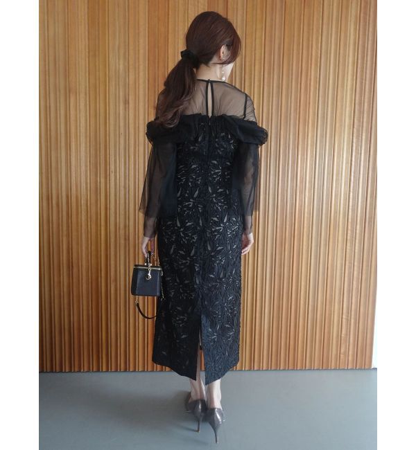 LAGUNAMOON「LADYボリュームチュールジャガードドレス」|ドレス|