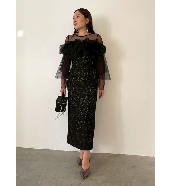 LAGUNAMOON「LADYボリュームチュールジャガードドレス」|ドレス|