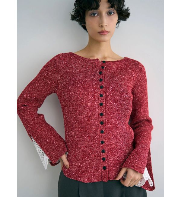 LAGUNAMOON「レーススリーブニットプルオーバー」|ニット・セーター|