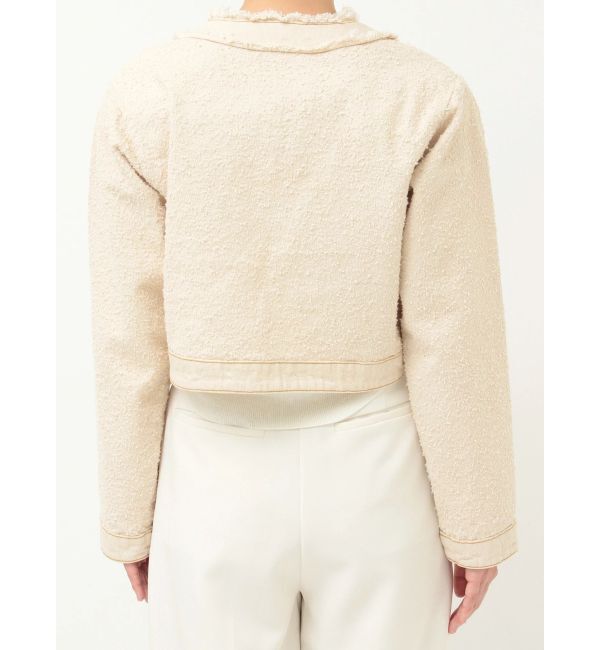 LAGUNAMOON「ツイードライクノーカラーデニムジャケット」|デニムジャケット|