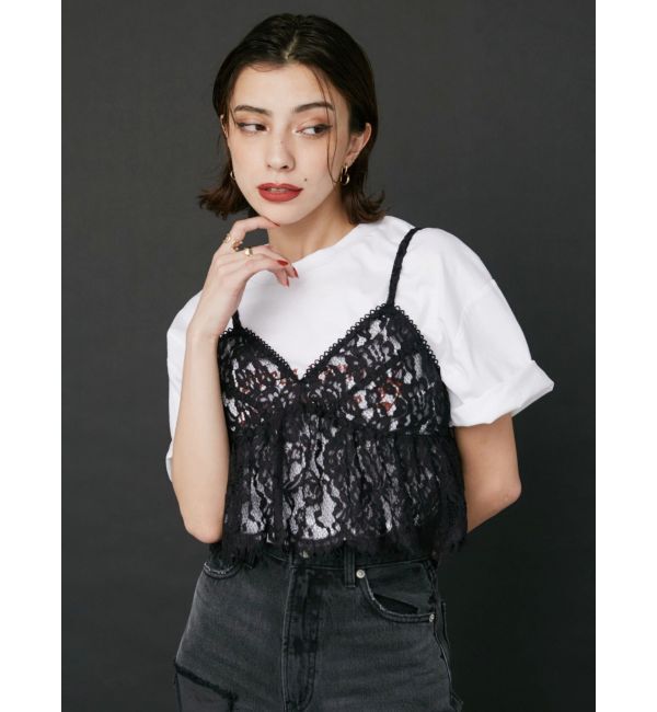 EVRIS「【WEB限定】レースビスチェSETTシャツ」|Tシャツ・カットソー|