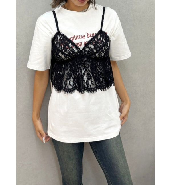 EVRIS「【WEB限定】レースビスチェSETTシャツ」|Tシャツ・カットソー|