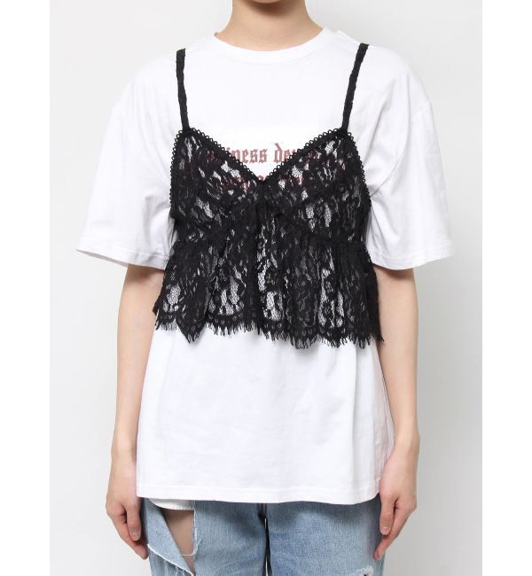 EVRIS「【WEB限定】レースビスチェSETTシャツ」|Tシャツ・カットソー|
