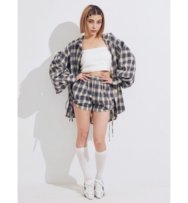 EVRIS「サイドギャザーチェックショートパンツ【セットアップ着用可能】」|その他|